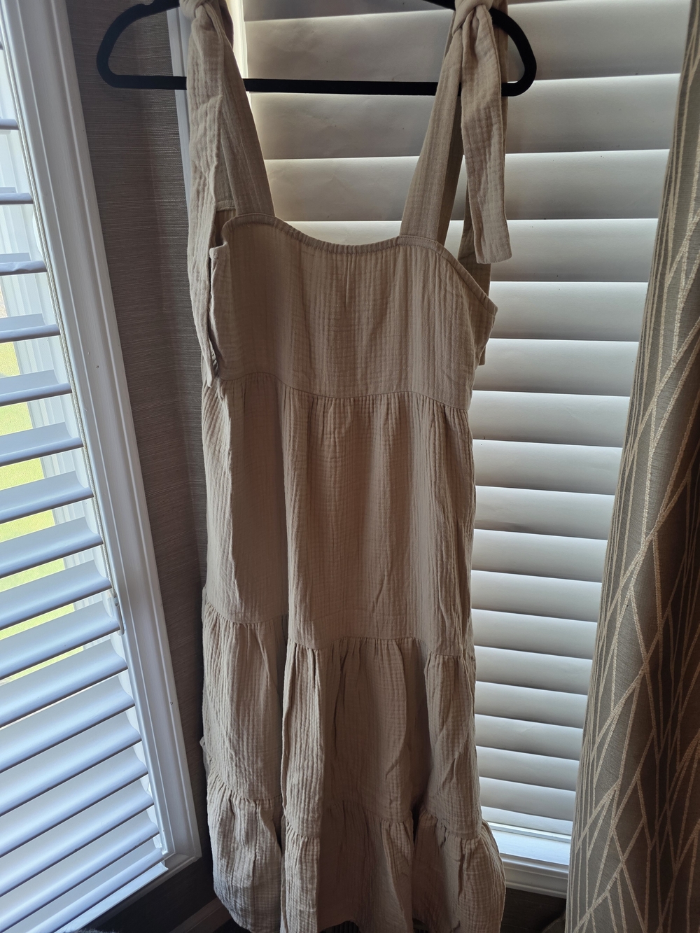 S'edge Beige Tie-Shoulder Midi Dress